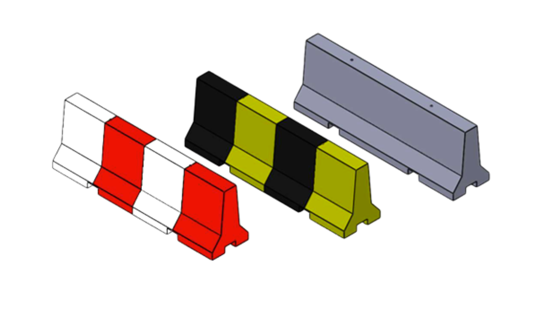 Double-face 3 m median concrete barrier for lane separation