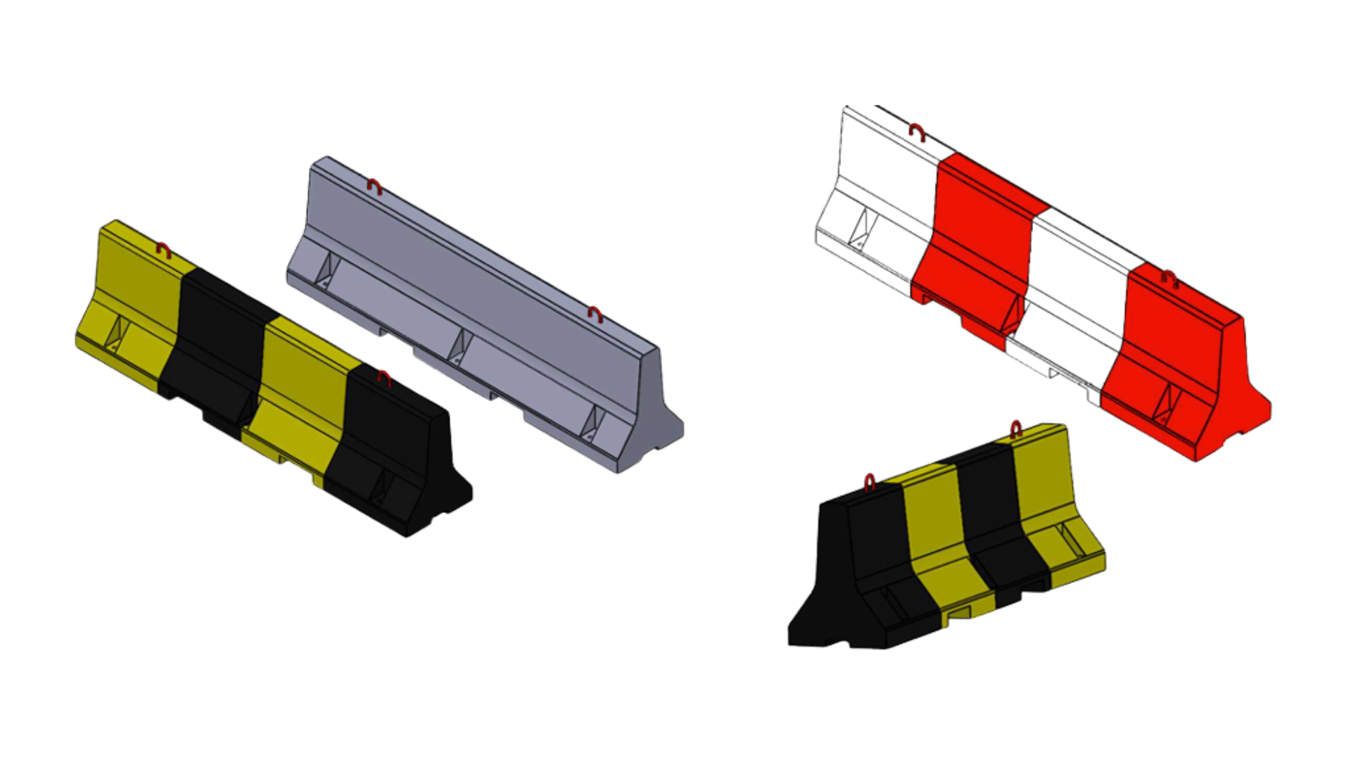 Double-face 3 m concrete barrier with T-bolt connection