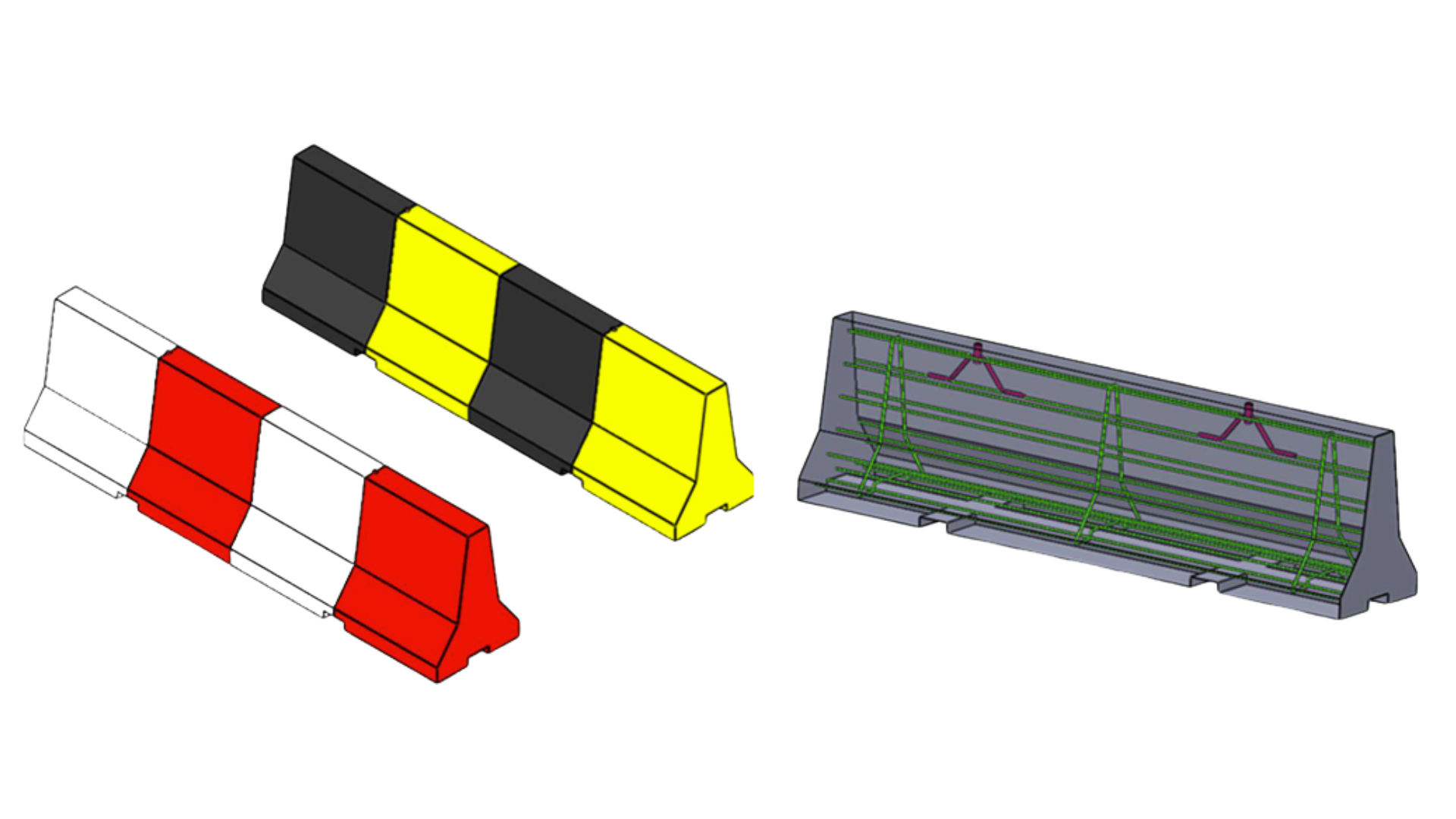 Double-face 3 m precast concrete road barrier