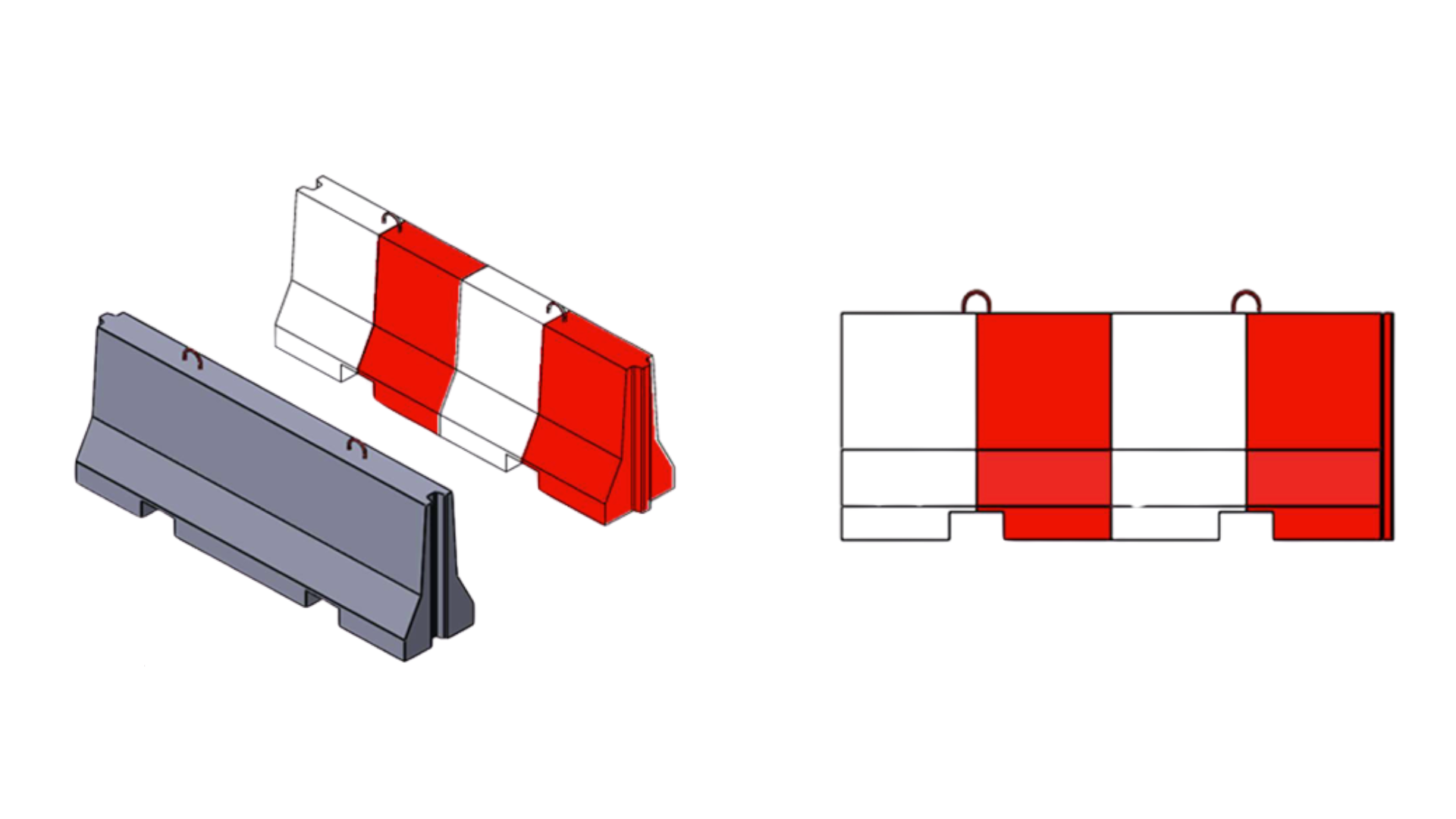 Double-face lockable 2 m interlocking concrete barrier
