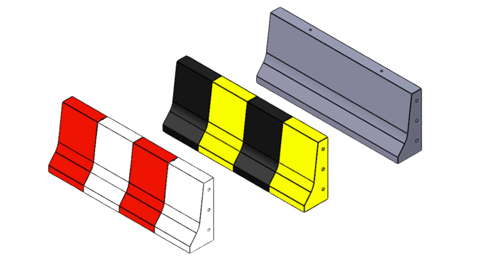 Single-side flat 940 to 2.4 m concrete barrier configuration