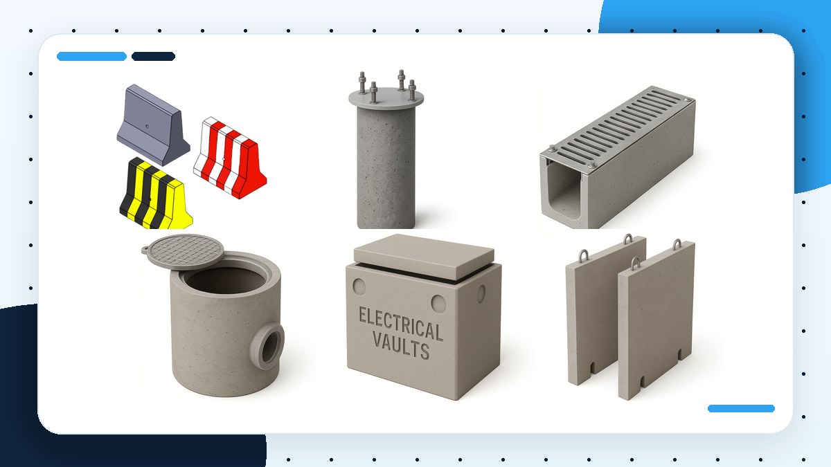 Custom precast concrete products manufactured from approved drawings