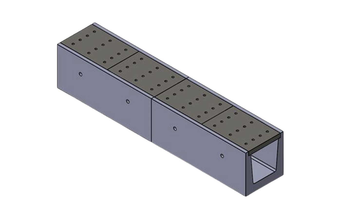 Precast Concrete Trench with Removable Solid Cover Slabs product image